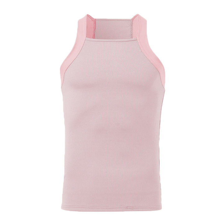 Women's form-fitting ribbed top with high round neckline and wide straps Mune Fashion