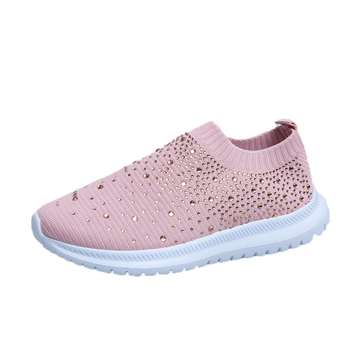 Women’s knitted slipper sneaker with rhinestone embellishment and flexible comfort sole Mune Fashion