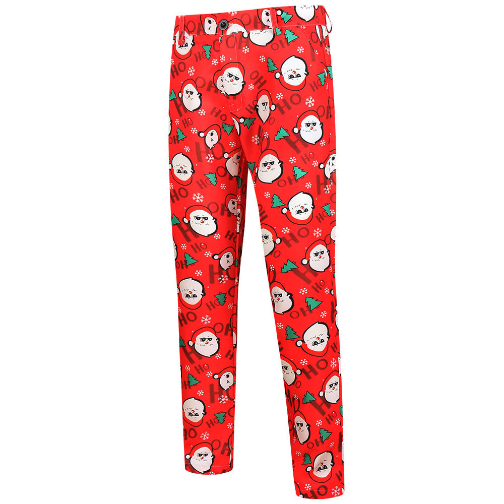 Men's Christmas Suit Set with Patterned Jacket, Vest, and Pants Mune Fashion