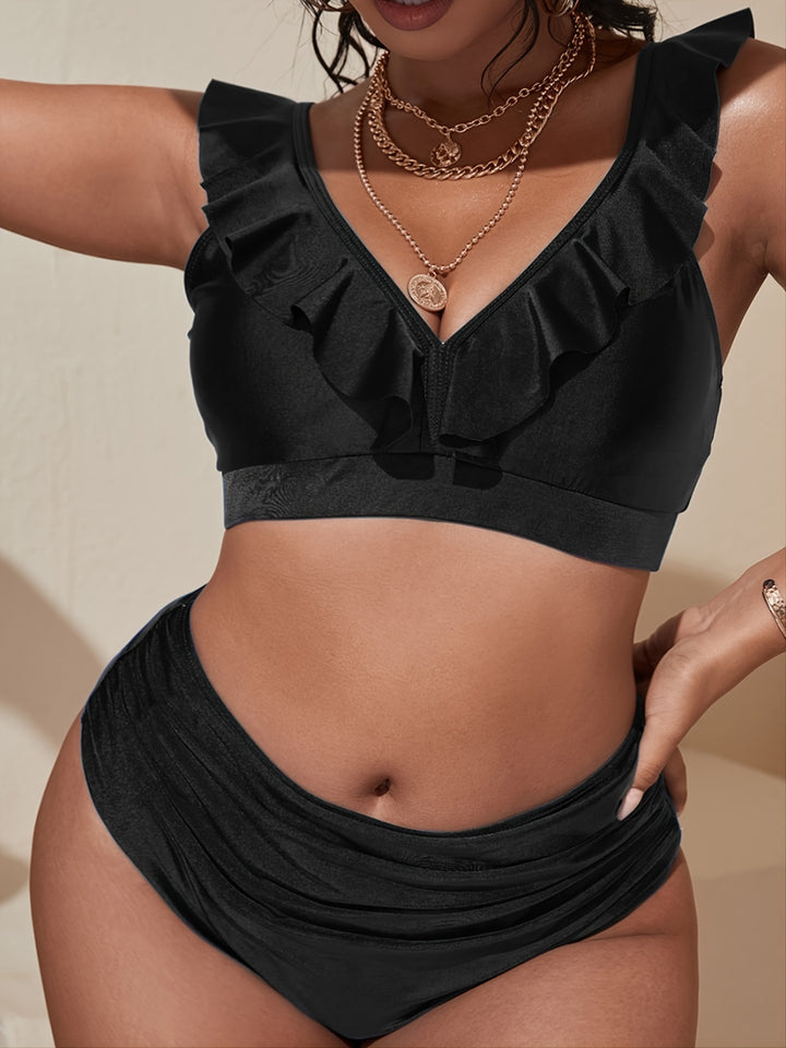 Women's bikini top with sophisticated ruffle design and high waist Mune Fashion