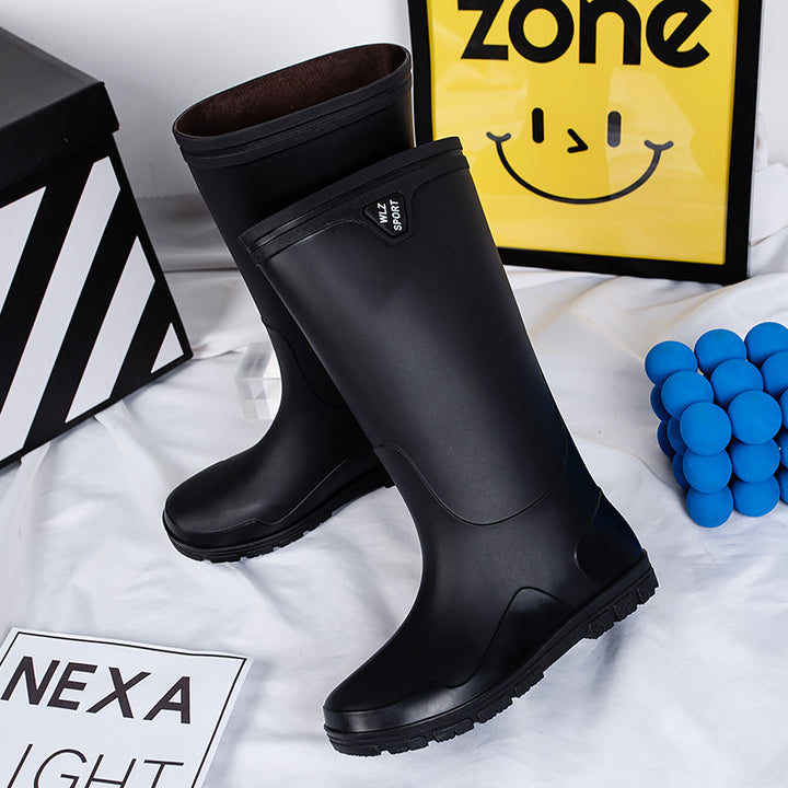 Men's Mid-Height Waterproof Rubber Boots with Contrasting Profile Sole Mune Fashion