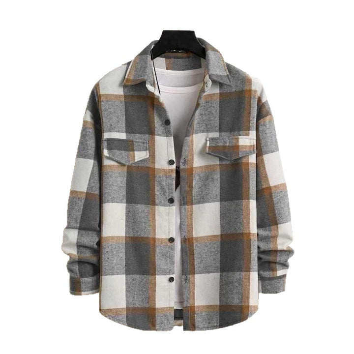 Men's Checked Flannel Shirt Jacket with Chest Pockets and Button Placket Mune Fashion