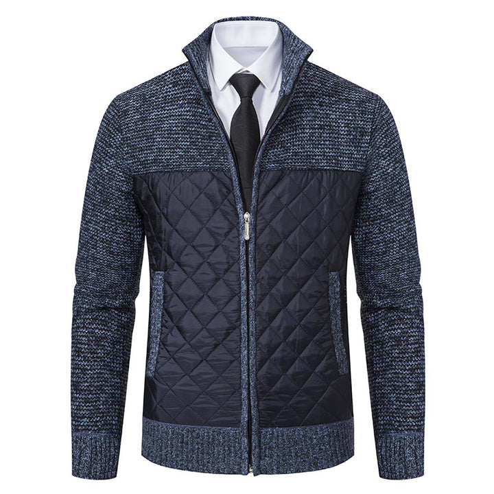 Men's quilted hybrid cardigan with diamond quilting, stand-up collar, insulating thermal lining, and zipper Mune Fashion