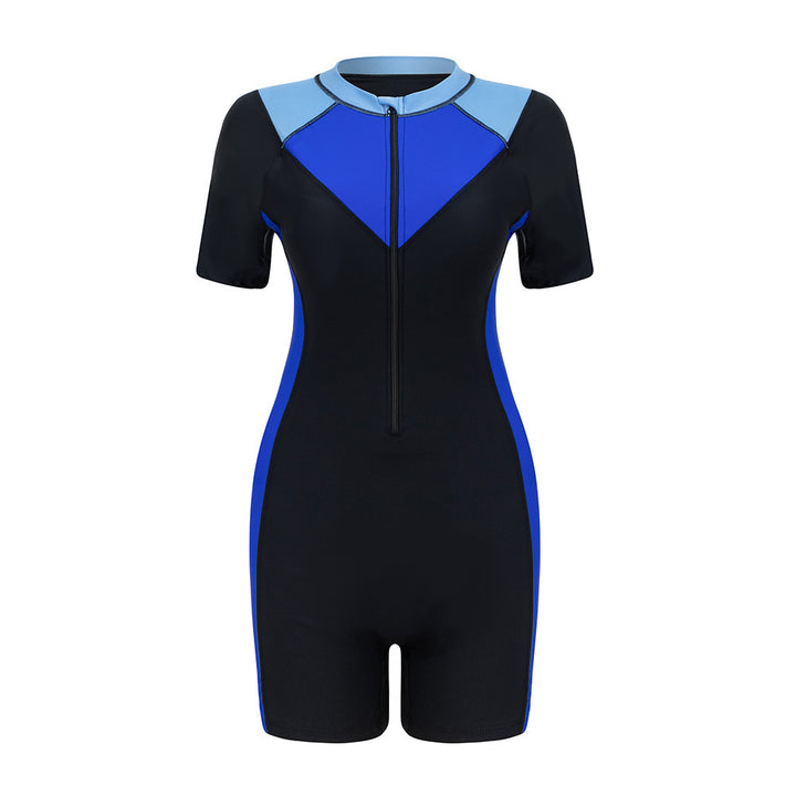 Women's sporty swimsuit with short sleeves and stylish color contrast Mune Fashion