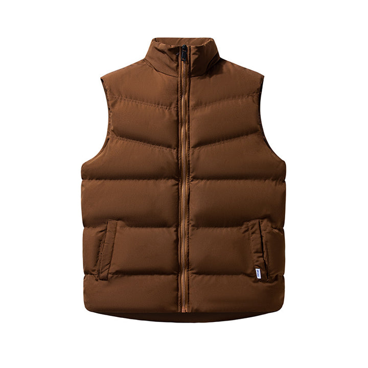 Women's Sleeveless Windproof Puffer Vest with Box Quilting and High Collar Mune Fashion