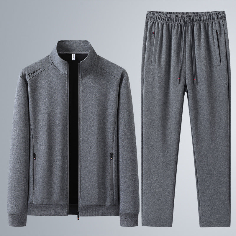 Men's Two-Piece Sports Lounge Set with Stand Collar, Concealed Zipper & Drawstring Mune Fashion