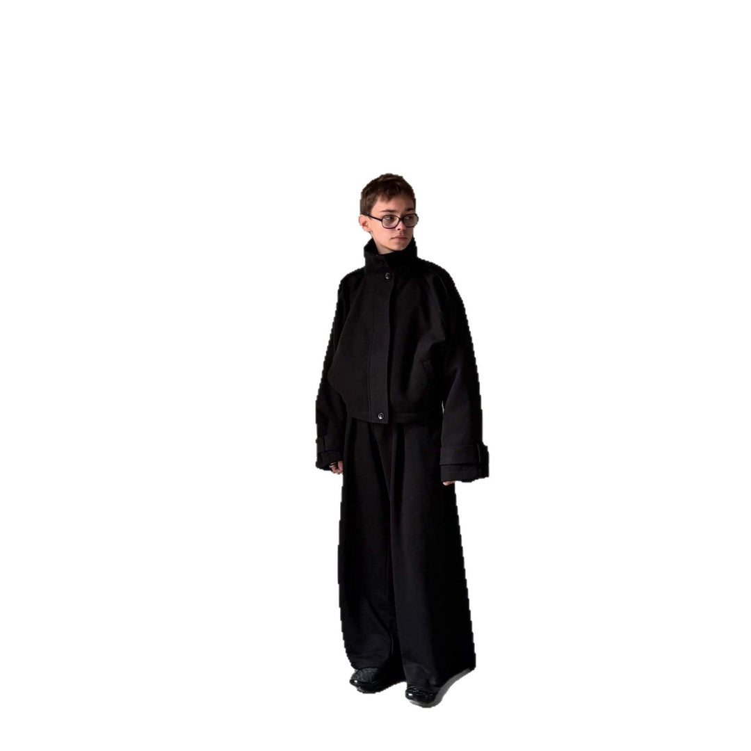 Women Oversized Wool Jacket with Elegant Cut and Practical Pockets Mune