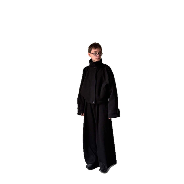 Women Oversized Wool Jacket with Elegant Cut and Practical Pockets Mune