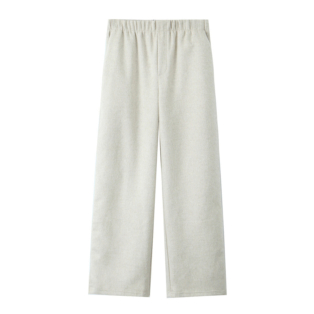 Women's Wide Jersey Pants with High Waist and Elastic Drawstring Mune Fashion