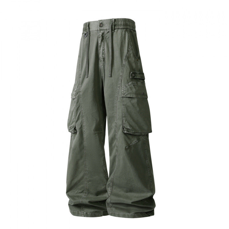 Men's Loose Cargo Pants in Baggy Cut with Utility Pockets and Drawstring Waist Mune Fashion