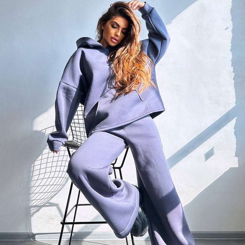 Ladies Cool Oversized Hoodie and Wide Leisure Pants Mune