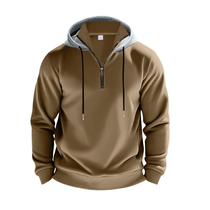 Men's hoodie with short zipper, double-layer hood and drawstring Mune Fashion