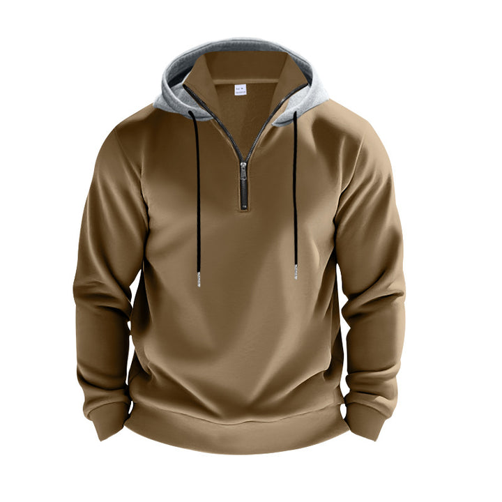 Men's hoodie with short zipper, double-layer hood and drawstring Mune Fashion