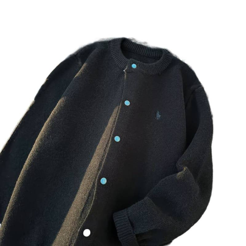 Unisex Oversized Cardigan with Snap Placket, Ribbed Hem and Mélange Look Mune Fashion