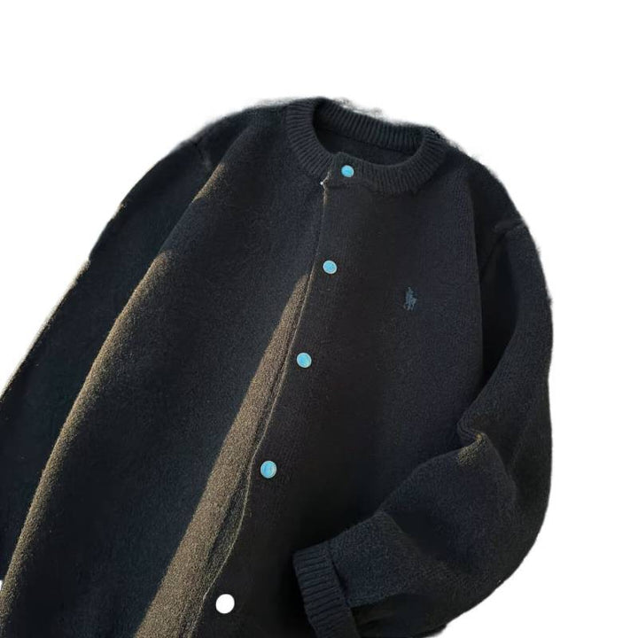 Unisex Oversized Cardigan with Snap Placket, Ribbed Hem and Mélange Look Mune Fashion