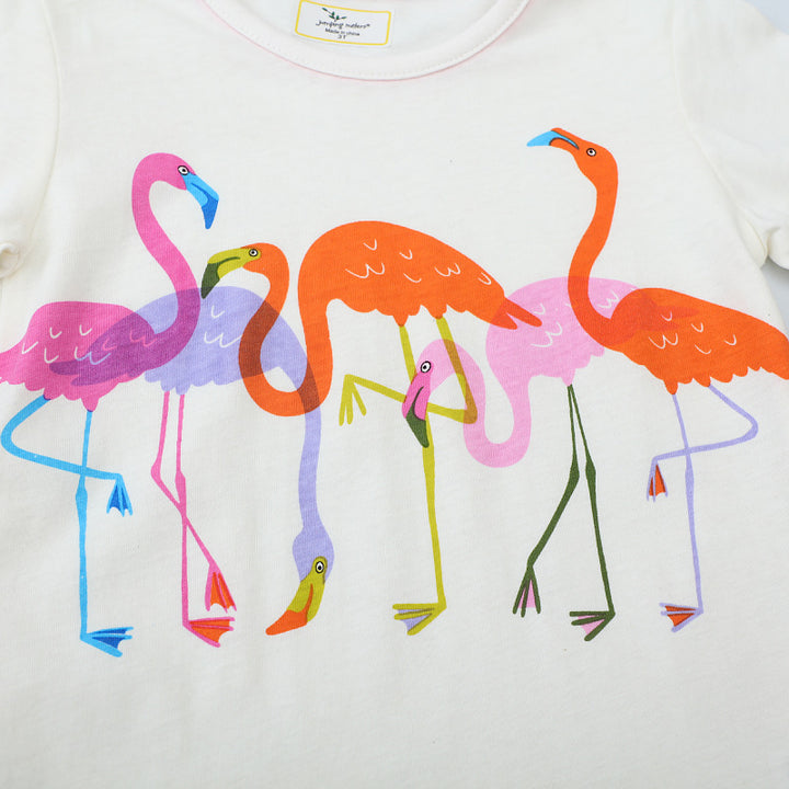 Girls T-shirt with colorful flamingo design Mune Fashion