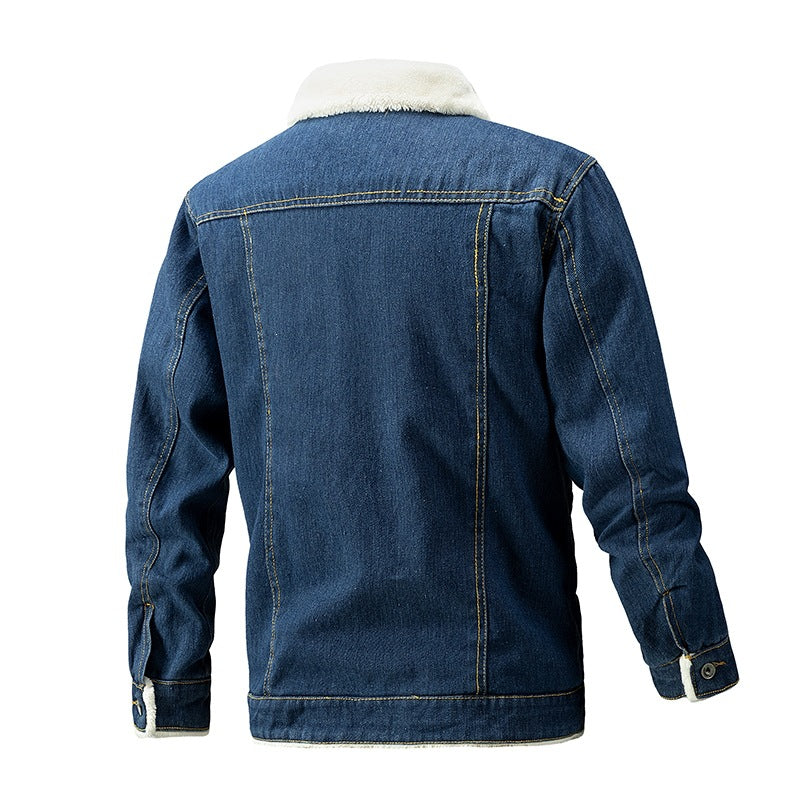 Men's denim jacket with teddy lining and shirt collar Mune Fashion