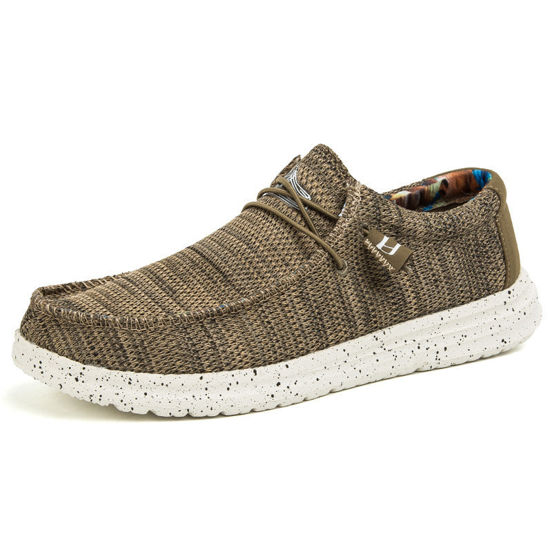 Men's Casual Canvas Moccasin Slipper with Braided Lacing and Spotted EVA Sole Mune Fashion