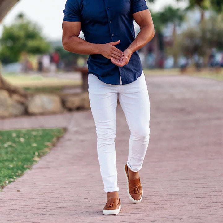 Men's Slim-Fit Stretch Chino with tapered leg and discreet side pockets Mune Fashion