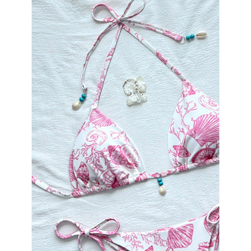 Ladies triangle bikini set with adjustable straps and nautical pattern Mune Fashion