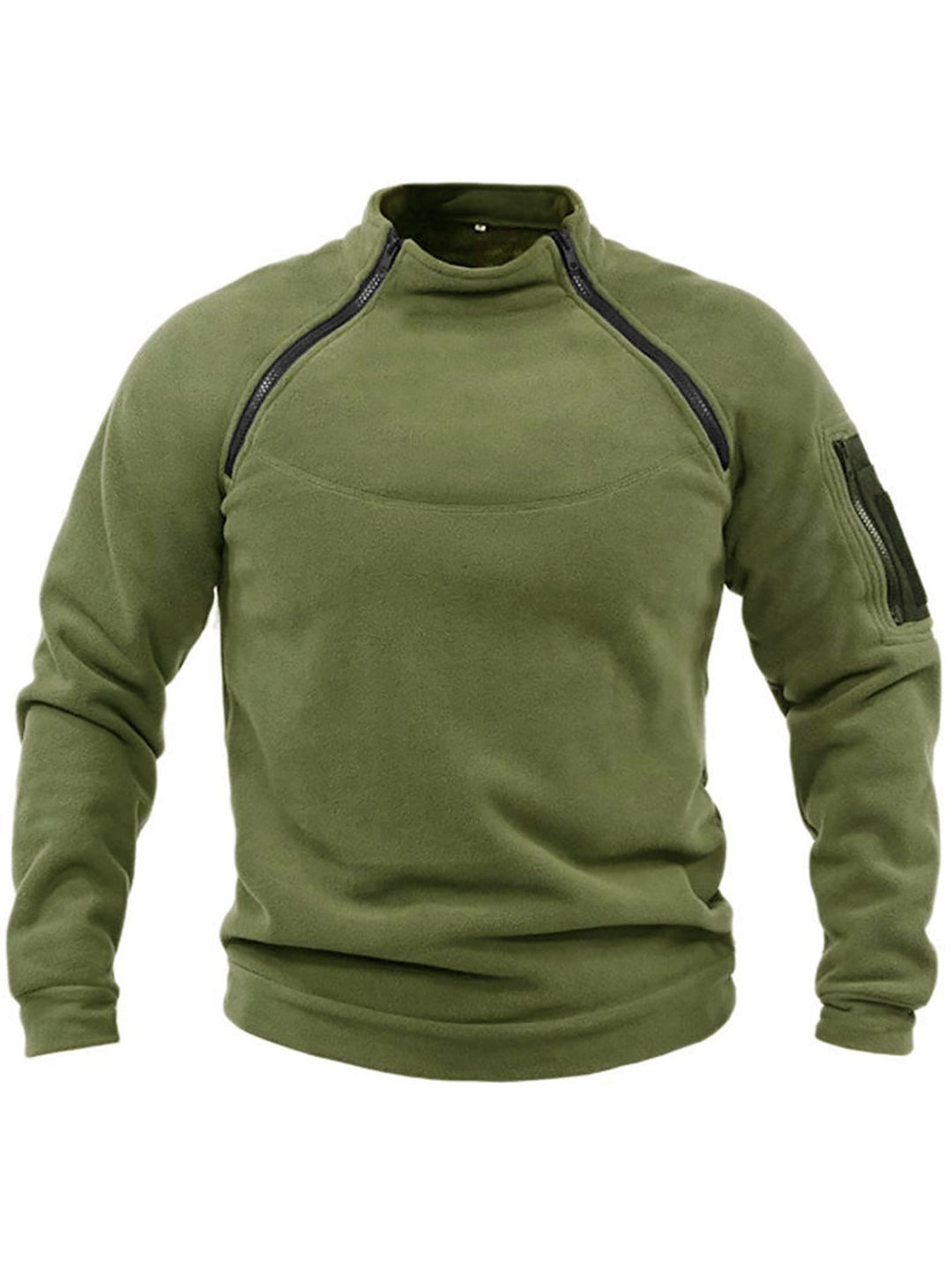 Men's Thermal Fleece Pullover with High Collar and Practical Pockets Mune