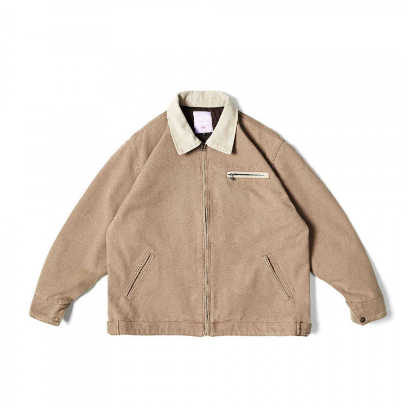 Unisex loose-fitting blouson jacket in worker look with cord collar and chest zipper Mune Fashion