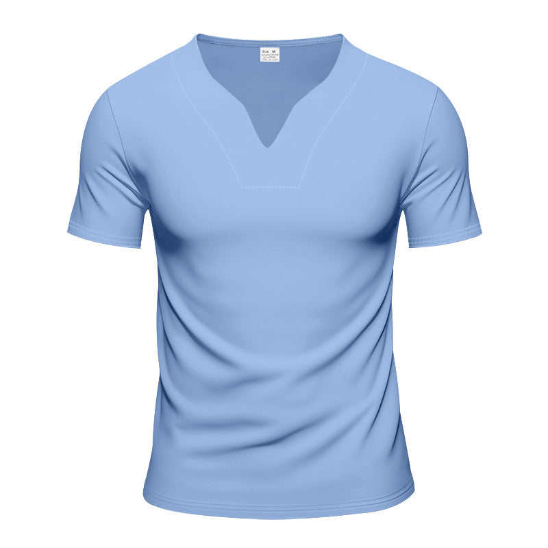 Men's V-neck sports shirt with ergonomic design seams and elastic jersey Mune Fashion