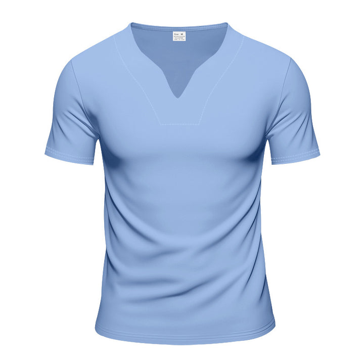 Men's V-neck sports shirt with ergonomic design seams and elastic jersey Mune Fashion