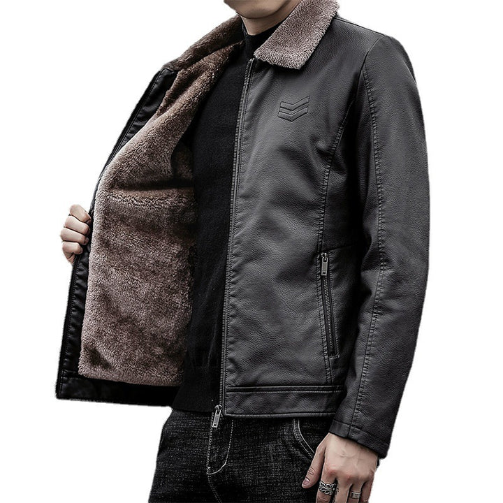 Men's Faux Leather Jacket with Soft Collar Mune Fashion