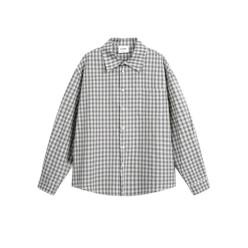Unisex Checkered Relaxed Button Shirt made of Brushed Cotton with Chest Pocket Mune Fashion