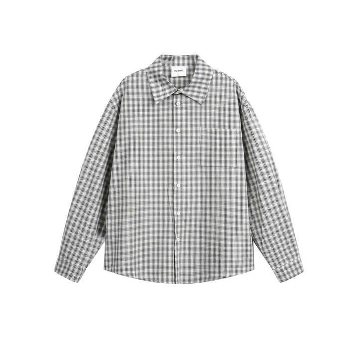 Unisex Checkered Relaxed Button Shirt made of Brushed Cotton with Chest Pocket Mune Fashion