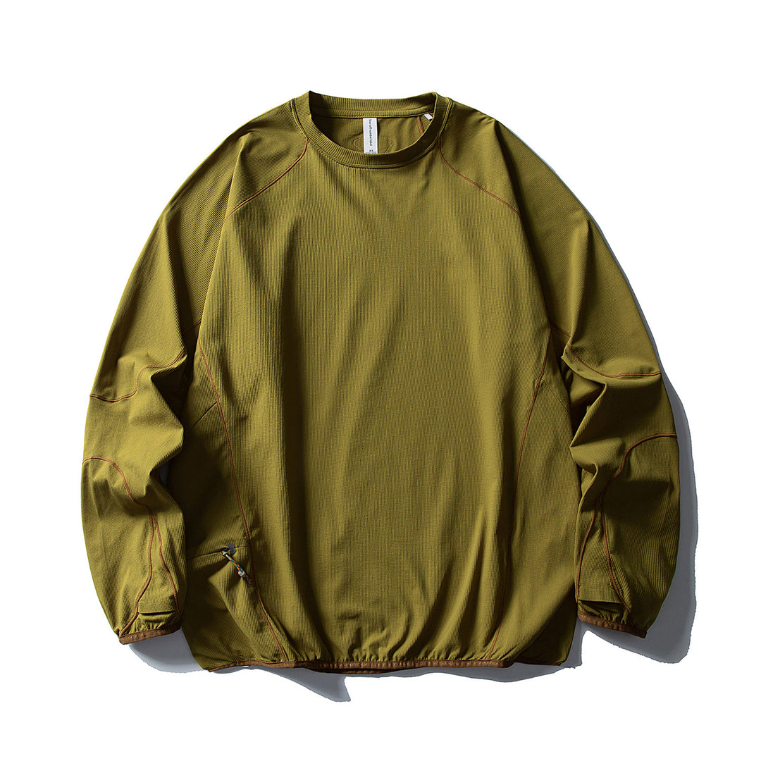 Unisex Technical Oversized Crew Neck Sweater with Flatlock Seams and Side Zipper Pocket Mune Fashion