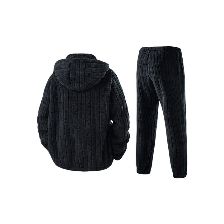 Men's Sherpa-Fleece Set with Hooded Jacket, Zipper, and Elastic Jogging Pants Mune Fashion