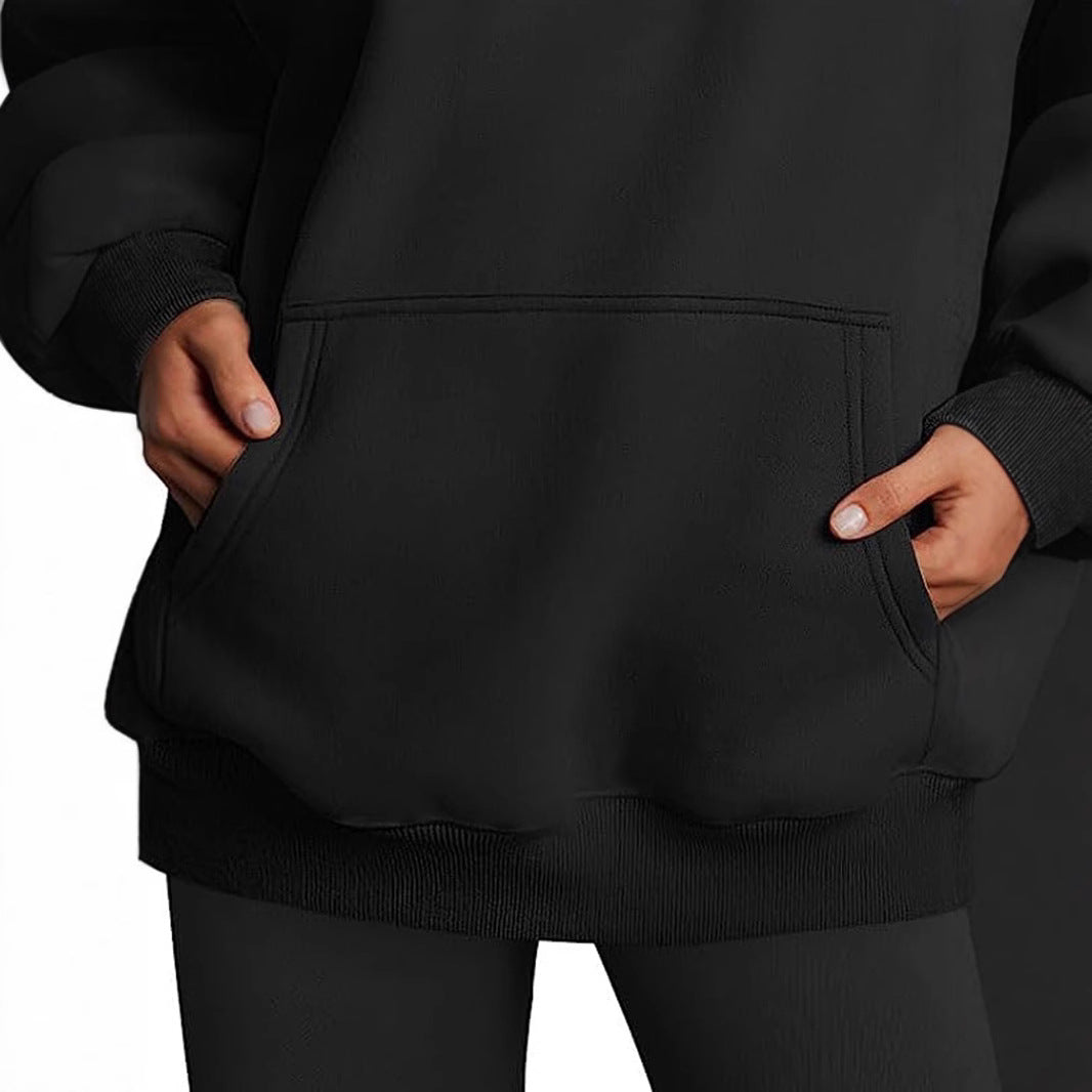 Women's oversized hoodie with extended back, fleecy interior, and kangaroo pocket Mune Fashion