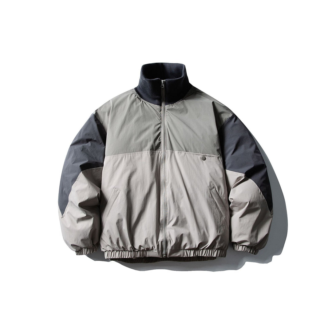Men's Quilted Boxy Bomber with High Ribbed Collar and Elastic Hem Mune Fashion
