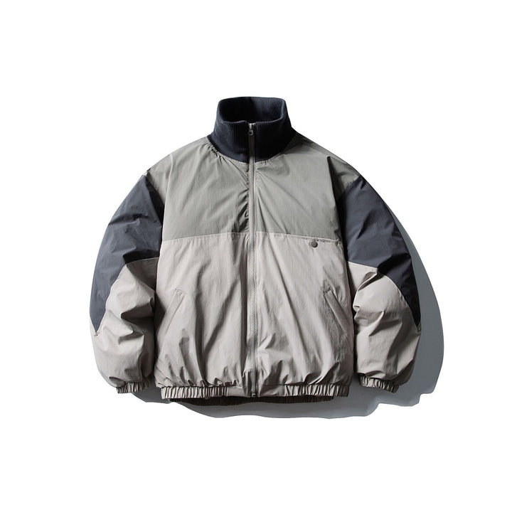 Men's Quilted Boxy Bomber with High Ribbed Collar and Elastic Hem Mune Fashion