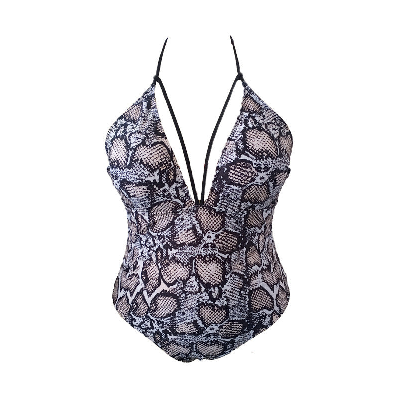 Women's one-piece swimsuit with intricate V-neckline and floral design Mune Fashion