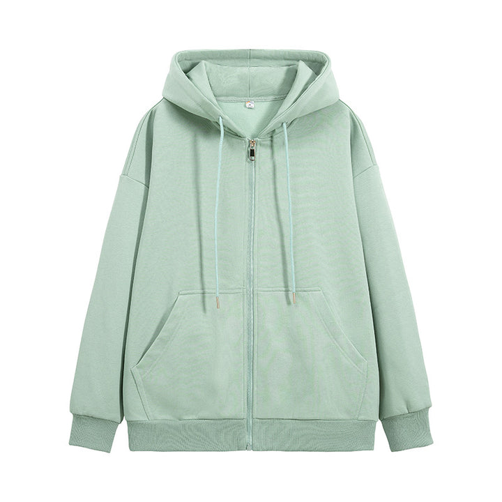 Unisex Oversize Hoodie Fleece Jacket with Boxy Cut and Metal Zipper Drune