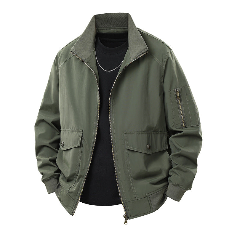 Men's sporty jacket with high collar and practical pockets Mune Fashion