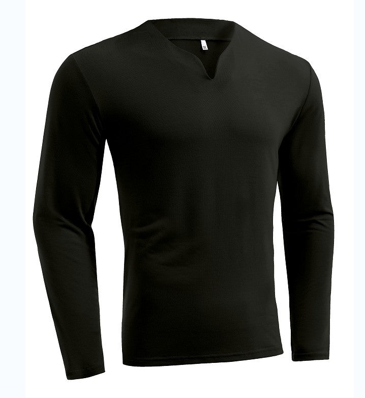 Men's long sleeve shirt with V-neck Slim Fit cotton blend and elastic comfort waistband Mune Fashion
