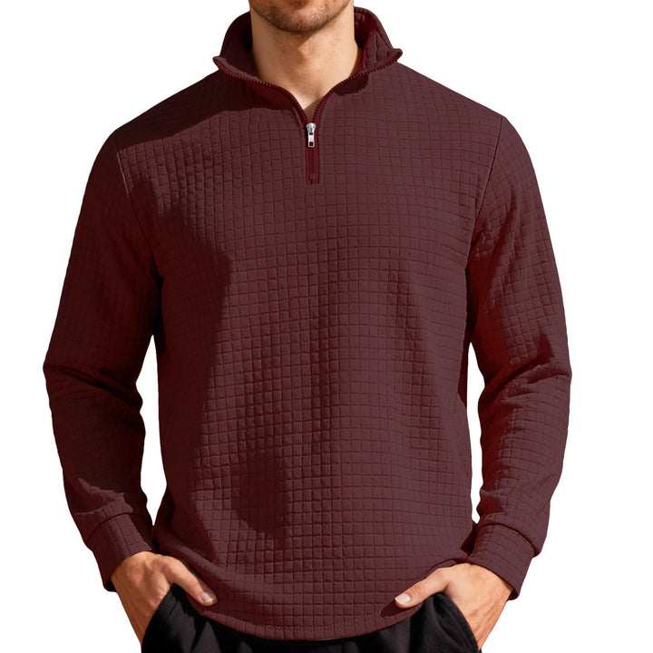 Men's Nano Square Structured Comfort Half Zip Sweater with Stand Collar and Light Padding Mune Fashion