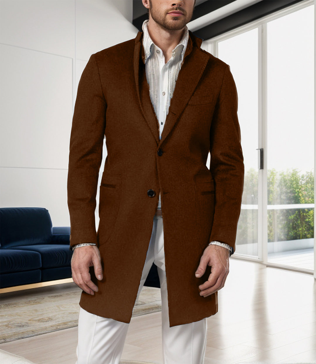 Men's Long Cut Single-Breasted Coat with Slim Silhouette Mune Fashion