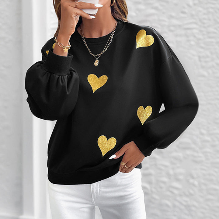 Women's sweatshirt with heart print and balloon sleeves Mune Fashion