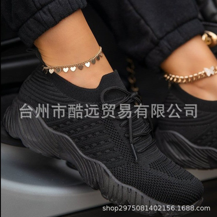 Women's lightweight knitted slip-on sneakers with lacing detail and cushioned lightweight sole Mune Fashion
