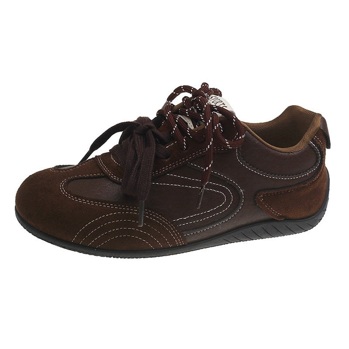 Women Fashionable Lace-Up Low Shoes made of Suede and Smooth Leather with Padded Comfort Insole Mune Fashion