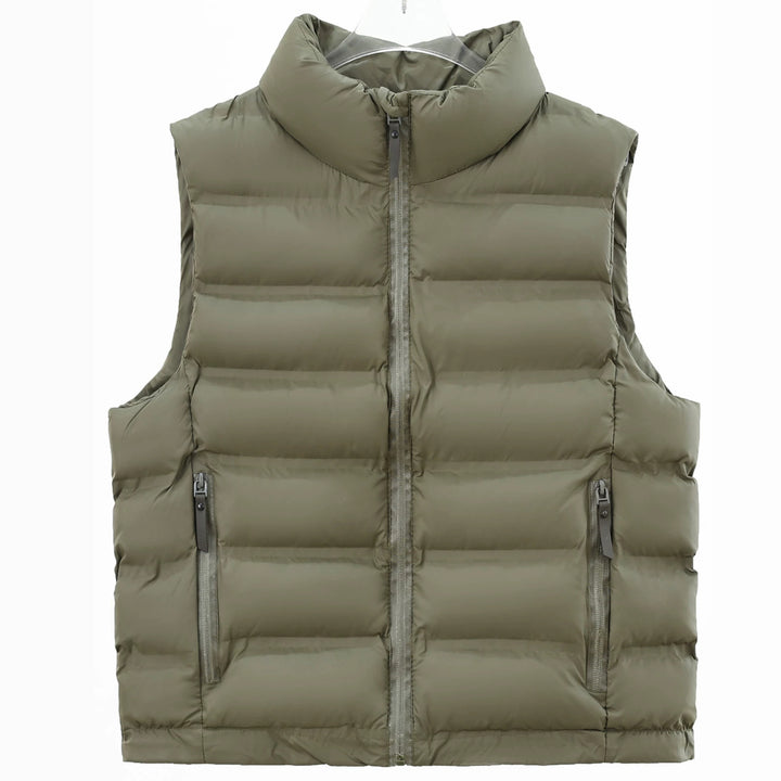Men's Quilted Down Vest with High Stand Collar and Wind-/Water-Repellent Outer Fabric Mune Fashion