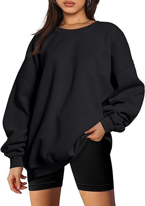 Women's extra long oversized sweatshirt with balloon sleeves, ribbed hem and brushed interior Mune Fashion