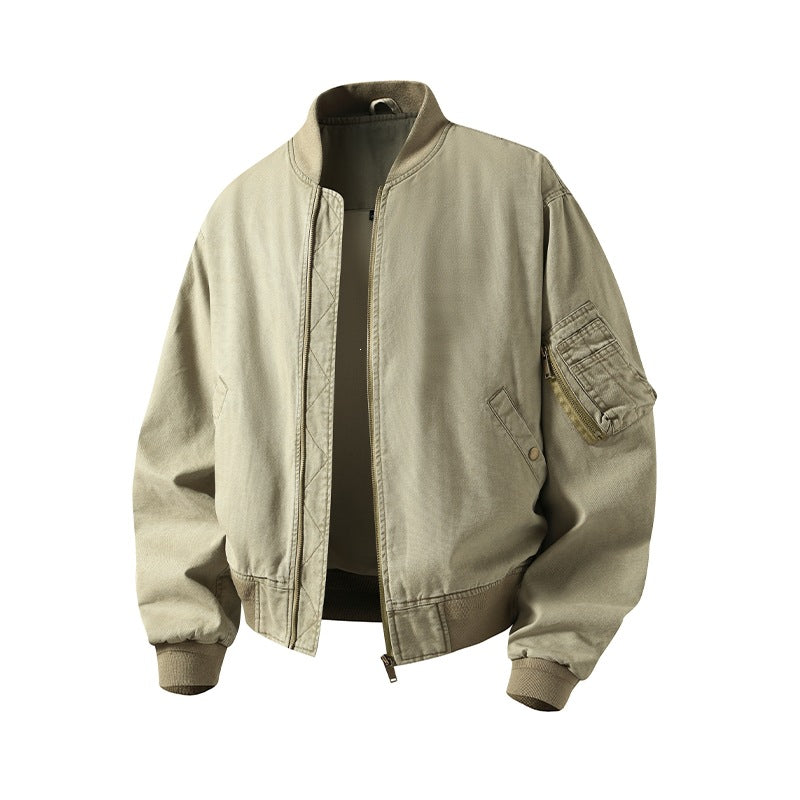[Men] Oversized bomber jacket in utility look with arm pocket, ribbed cuffs & two-way zipper Mune Fashion