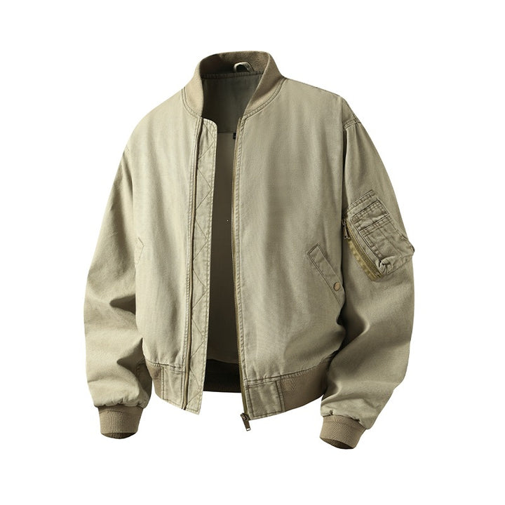 [Men] Oversized bomber jacket in utility look with arm pocket, ribbed cuffs & two-way zipper Mune Fashion