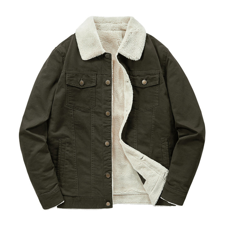 Men's canvas trucker jacket with full teddy lining and lapel collar Mune Fashion